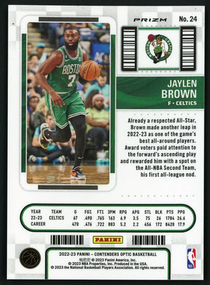 2022 Contenders Optic #24 Jaylen Brown Black Pandora