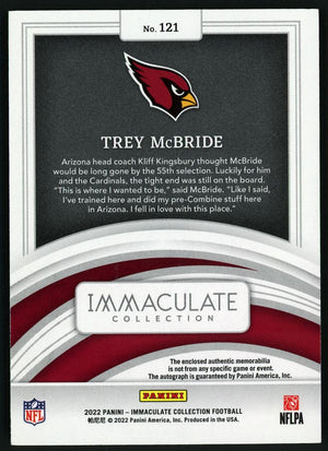 2022 Immaculate #121 Trey Mcbride On Card RPA /99