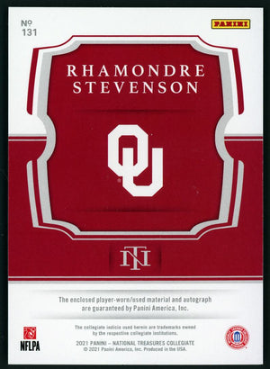 2021 Collegiate National Treasures #131 Rhamondre Stephenson On Card RPA /99