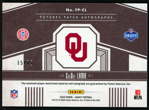 2020 Panini Legacy #FP-CL CeeDee Lamb Futures Patch Autographs Ruby #/75