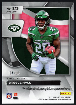 2022 spectra #213 Breece Hall RPA /35 Green Ink