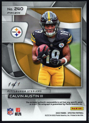 2022 Spectra #240 Calvin Austin III Gold Vinyl Laundry Tag RPA 1/1