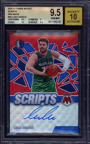 2020-21 Panini Mosaic Scripts Red Wave #59 Luka Doncic BGS 9.5