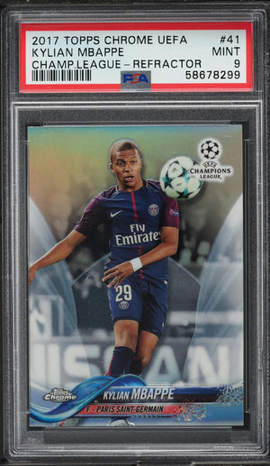 2017 Topps Chrome Uefa Champions League #41 Kylian Mbappe Refractor PSA 9