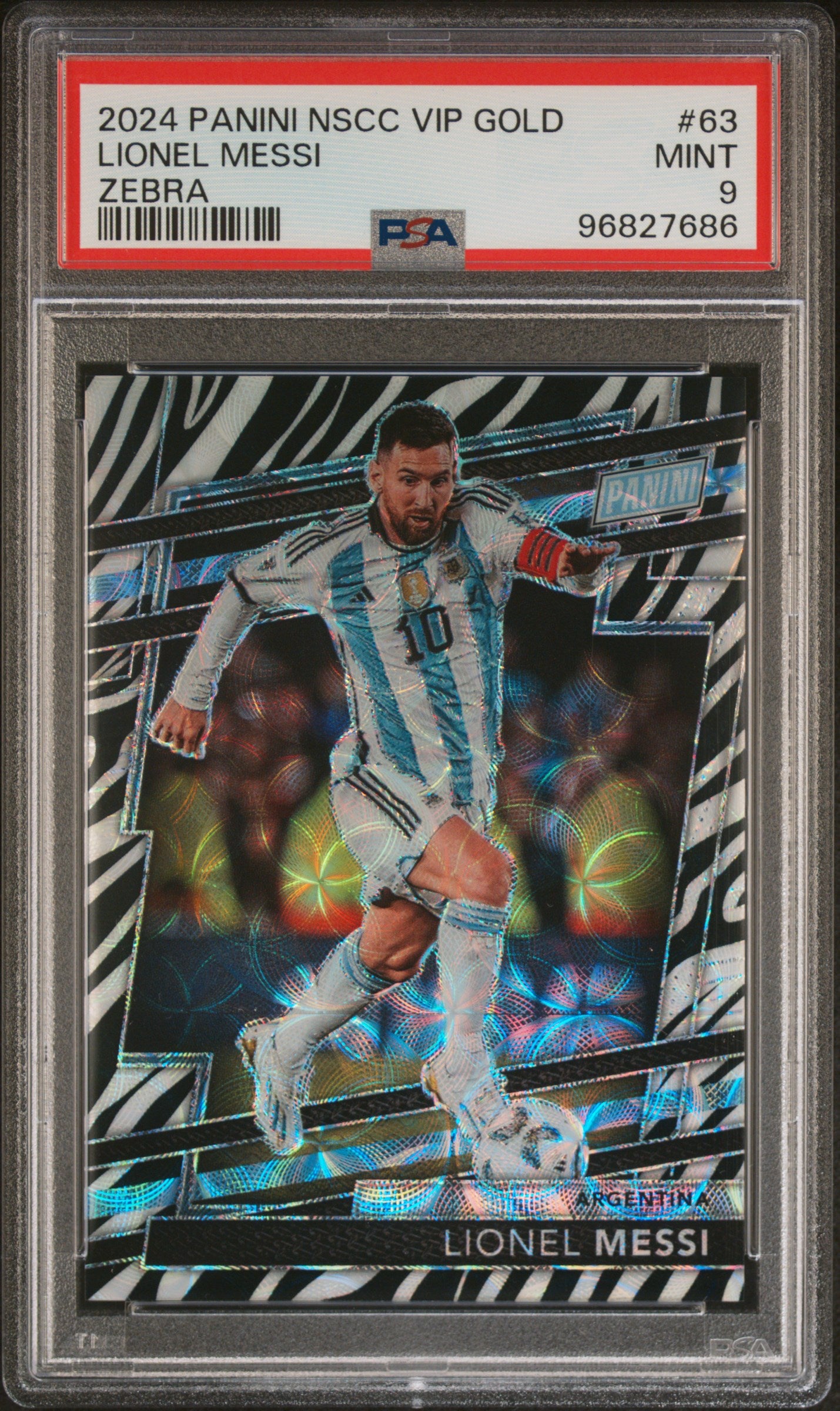 2024 Panini National Convention Vip Gold #63 Lionel Messi Zebra PSA 9