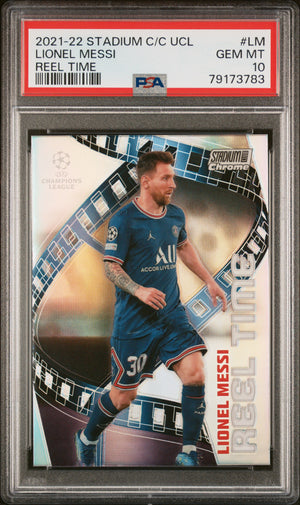 2021-22 Topps Stadium Club Chrome Champions Reel Time #LM Lionel Messi PSA 10