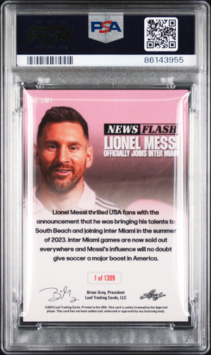 2023 Leaf Web Exclusives #LM1 Lionel Messi Leaf News Flash PSA 10