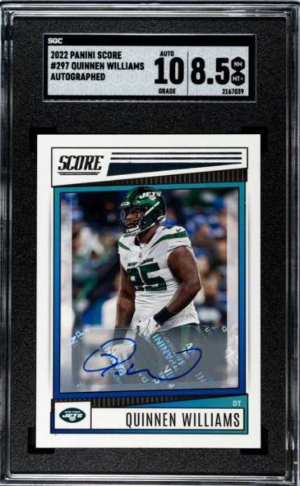 2022 Panini Score #297 Quinnen Williams Auto. SGC 8.5