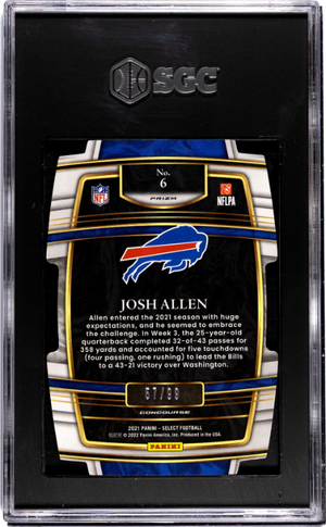 2021 Panini Select #6 Josh Allen White Die-Cut Prizm SGC 8.5