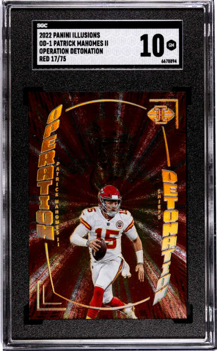 2022 Panini Illusions #OD-1 Patrick Mahomes II Operation Detonation Red SGC 10