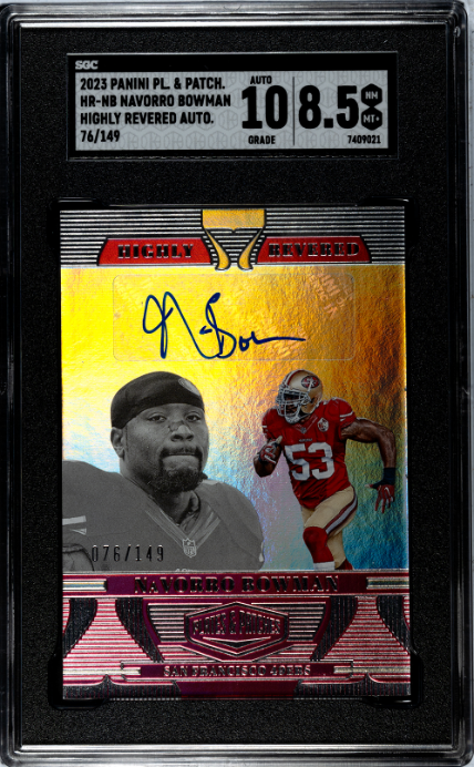 2023 Panini Plates & Patches #HR-NB Navorro Bowman Highly Revered Auto. SGC 8.5