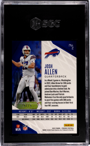 2022 Panini Phoenix #2 Josh Allen Orange Lazer SGC 9.5