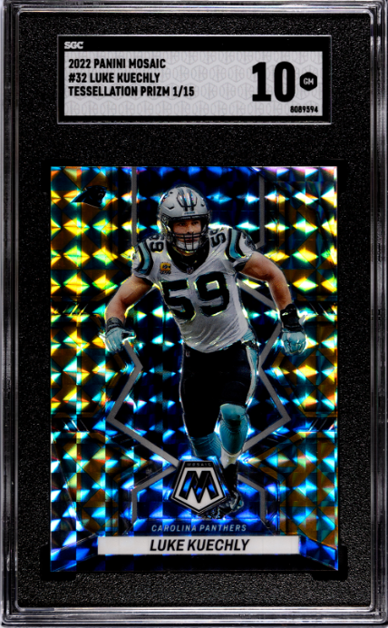 2022 Panini Mosaic #32 Luke Kuechly Tessellation Prizm SGC 10