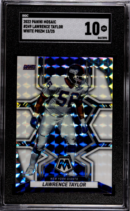 2022 Panini Mosaic #249 Lawrence Taylor White Prizm SGC 10