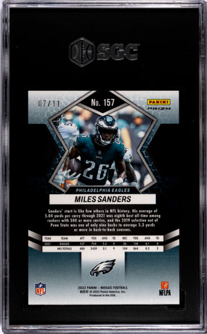 2022 Panini Mosaic #157 Miles Sanders Green Swirl Prizm SGC 10