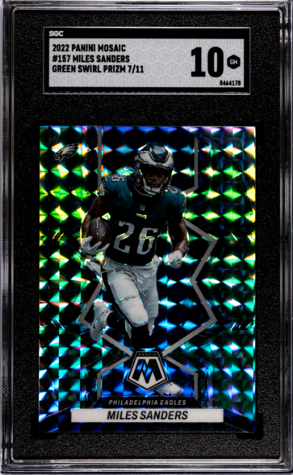 2022 Panini Mosaic #157 Miles Sanders Green Swirl Prizm SGC 10