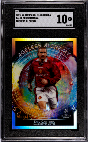 2021-22 Topps Chrome Merlin Uefa #AA-12 Eric Cantona Ageless Alchemy SGC 10