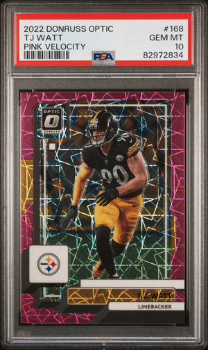 2022 Panini Donruss Optic #168 Tj Watt Pink Velocity PSA 10