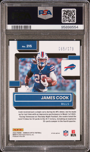 2022 Panini Donruss Optic #215 James Cook Blue PSA 10