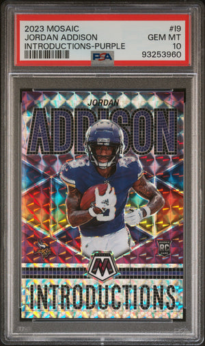 2023 Panini Mosaic Introductions #I9 Jordan Addison Introductions-Purple PSA 10