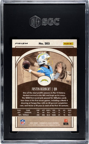 2020 Panini Chronicles #203 Justin Herbert Legacy Silver Prizm SGC 9.5