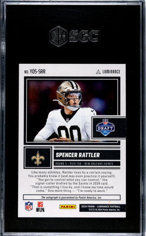 2024 Panini Luminance #YOS-SRR Spencer Rattler Year One Sigs. Red SGC 9