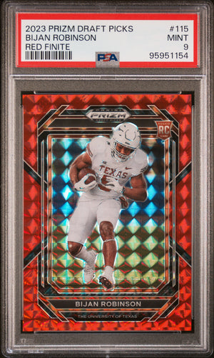 2023 Panini Prizm Draft Picks #115 Bijan Robinson Red Finite PSA 9