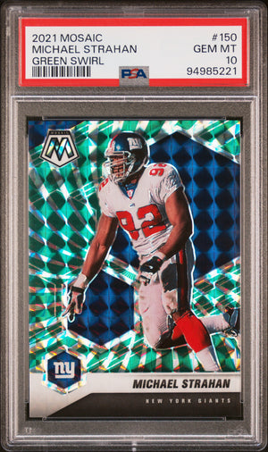 2021 Panini Mosaic #150 Michael Strahan Green Swirl PSA 10