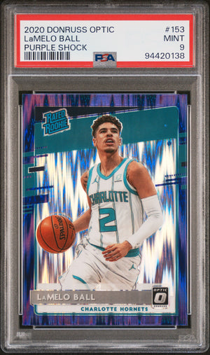 2020 Panini Donruss Optic #153 Lamelo Ball Purple Shock PSA 9