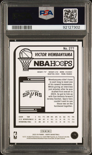 2023-24 Hoops #277 Victor Wembanyama Blue PSA 10