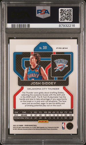 2021-22 Panini Prizm #301 Josh Giddey #301 Green Hyper PSA 9