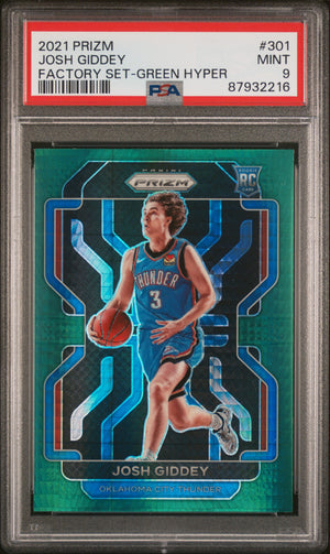 2021-22 Panini Prizm #301 Josh Giddey #301 Green Hyper PSA 9