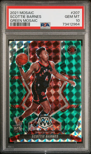 2021 Panini Mosaic #207 Scottie Barnes Green Mosaic PSA 10