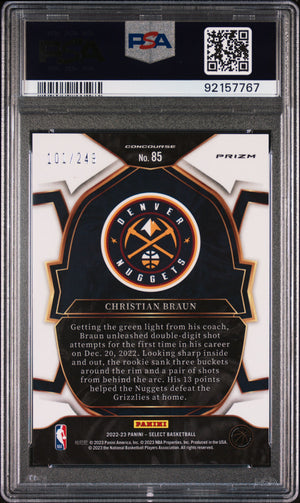 2022 Panini Select #85 Christian Braun Blue Scope /249 PSA 10