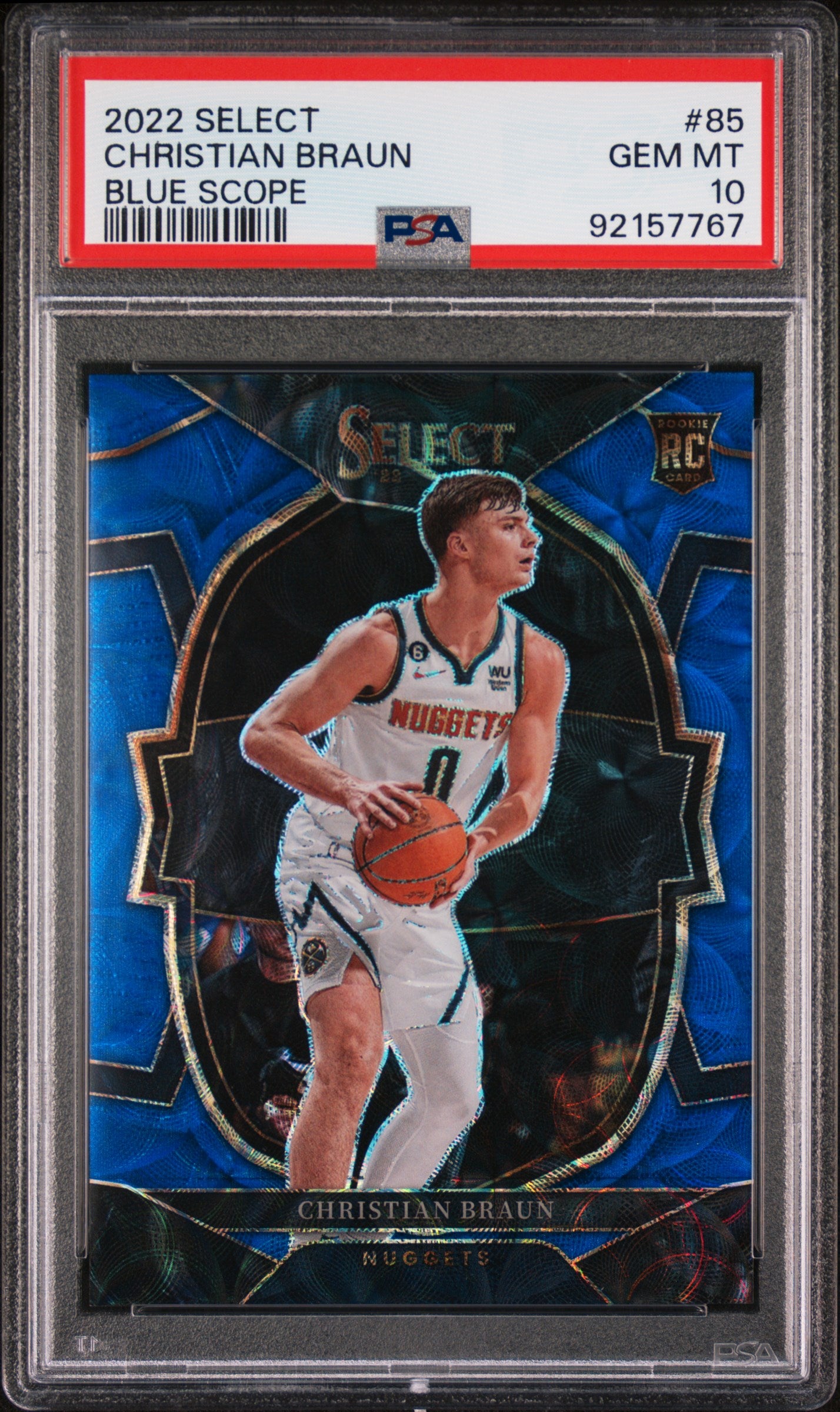 2022 Panini Select #85 Christian Braun Blue Scope /249 PSA 10