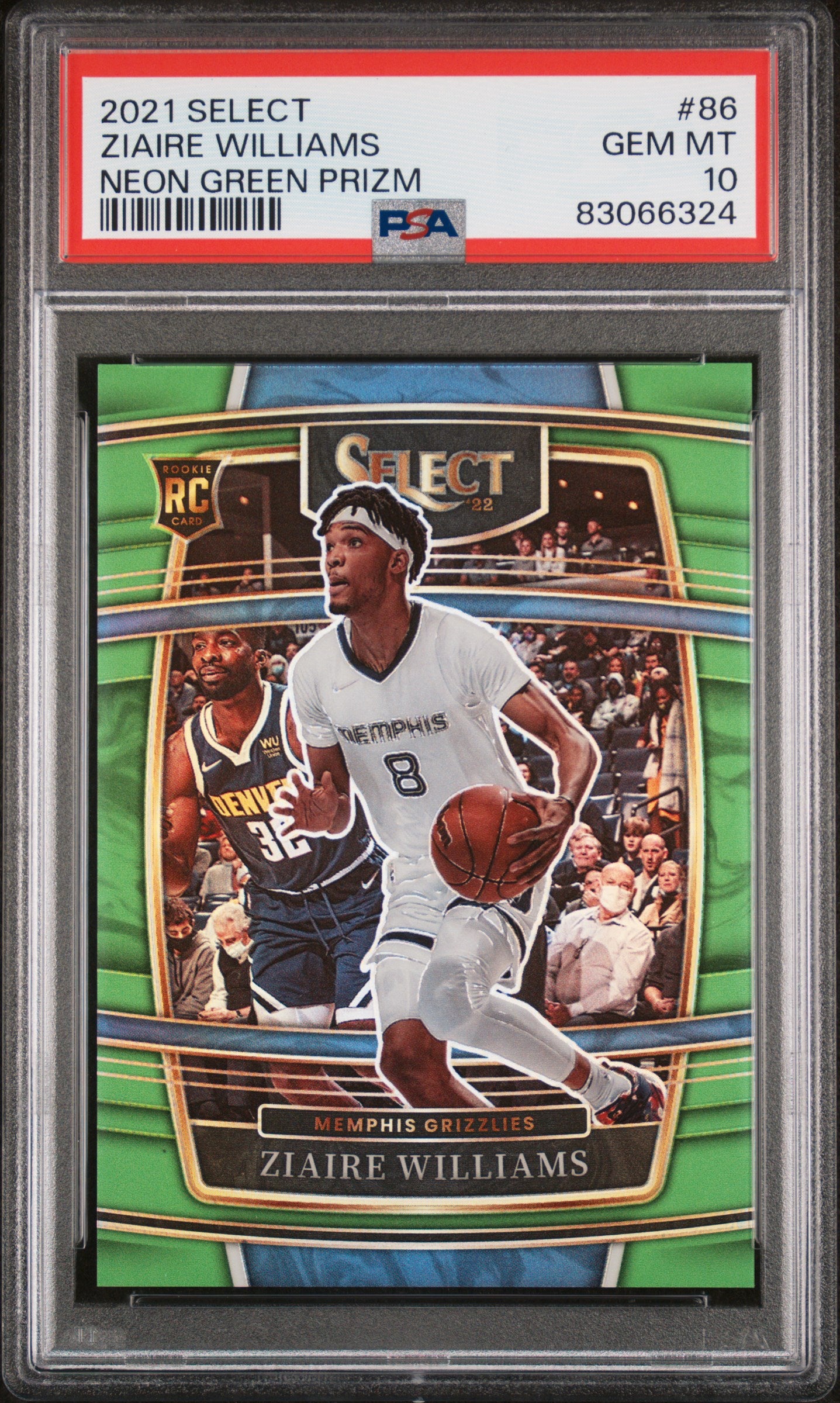 2021 Panini Select #86 Ziaire Williams Neon Green Prizm PSA 10