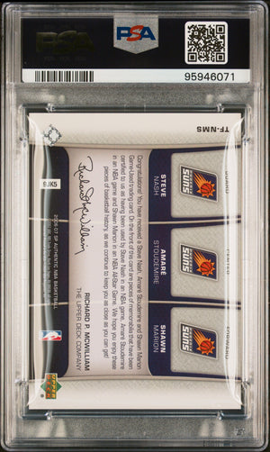 2006 Sp Authentic Fabric Triple #TFNMS Nash/Stoudemire/Marion /50 PSA 9