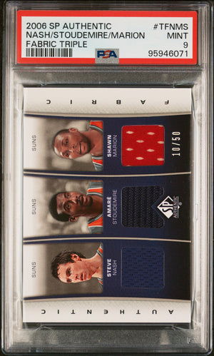 2006 Sp Authentic Fabric Triple #TFNMS Nash/Stoudemire/Marion /50 PSA 9