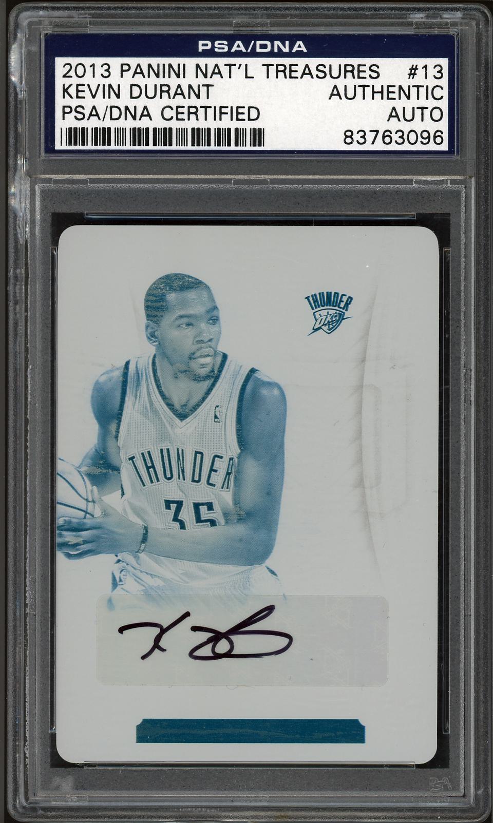 2013 National Treasures #13 Kevin Durant Cyan Plate 1/1 Auto PSA Authentic