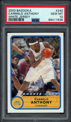 2003 Bazooka #240 Carmelo Anthony White Jersey White PSA 10