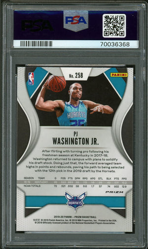 2019 Panini Prizm #258 Pj Washington Jr. Red/White/Blue Prizm PSA 10