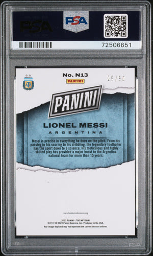 2022 Panini National Insert #N13 Lionel Messi Insert-Blue PSA 10