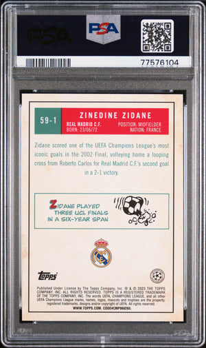 2022 Topps Uefa Club Competitions 1959 Topps #59-1 Zinedine Zidane PSA 10