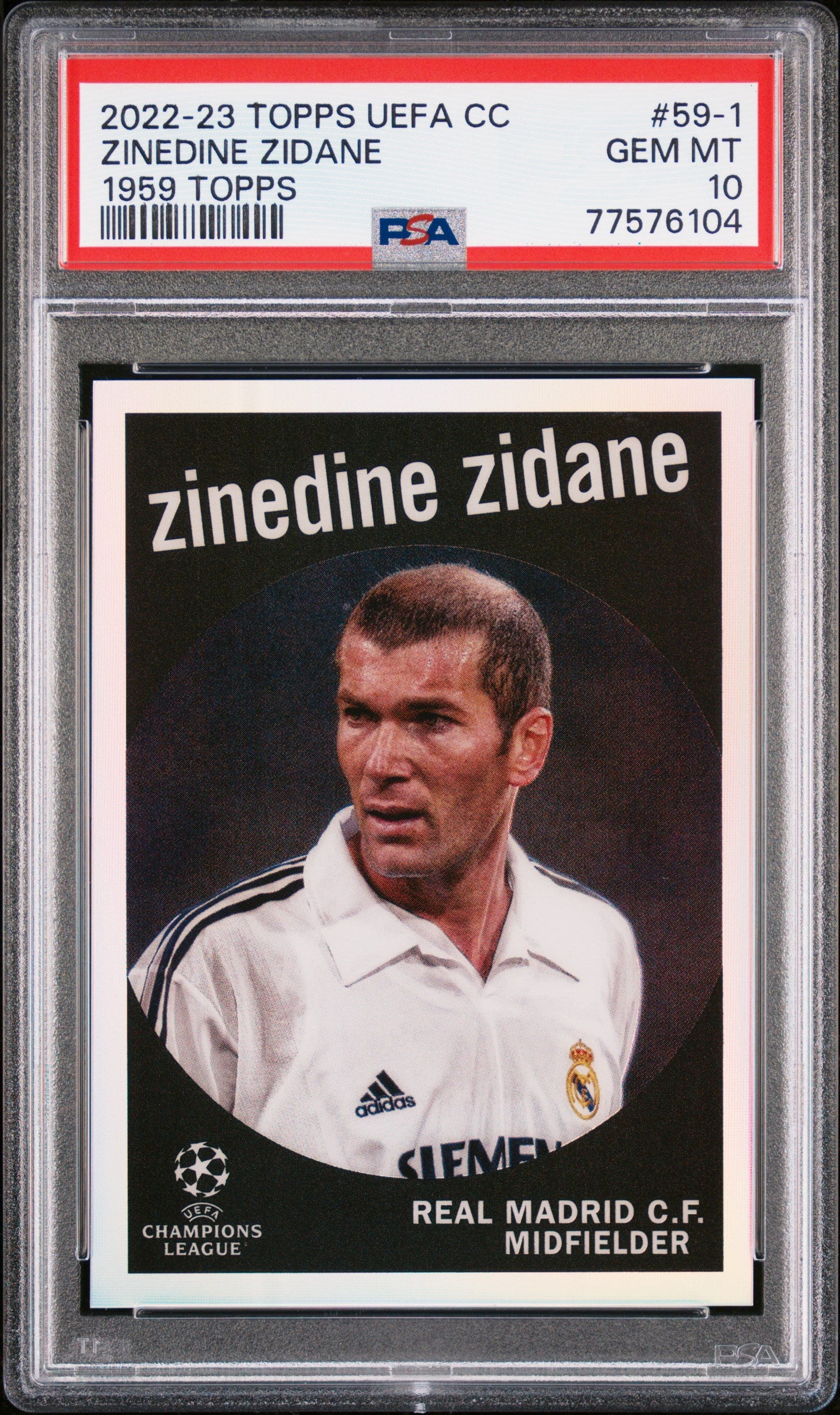 2022 Topps Uefa Club Competitions 1959 Topps #59-1 Zinedine Zidane PSA 10
