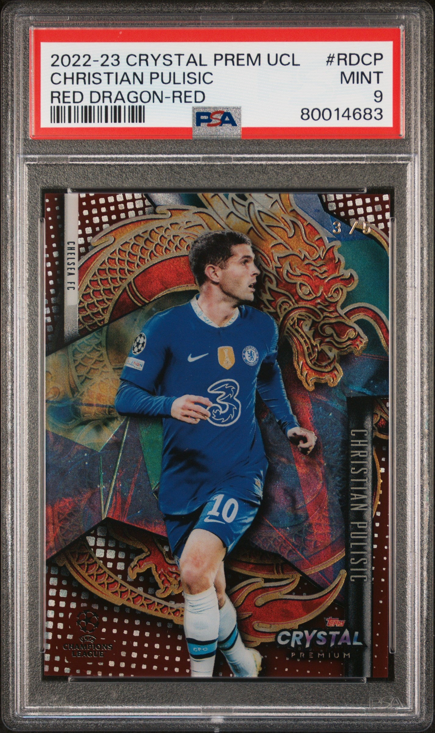 2022-23 Topps Crystal Premium Uefa  Red Dragon #RDCP Christian Pulisic PSA 9