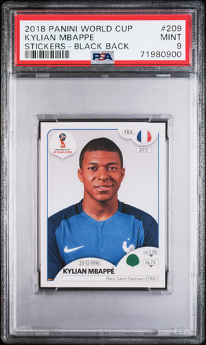 2018 Panini World Cup Stickers #209 Kylian Mbappe Stickers-Black Back PSA 9