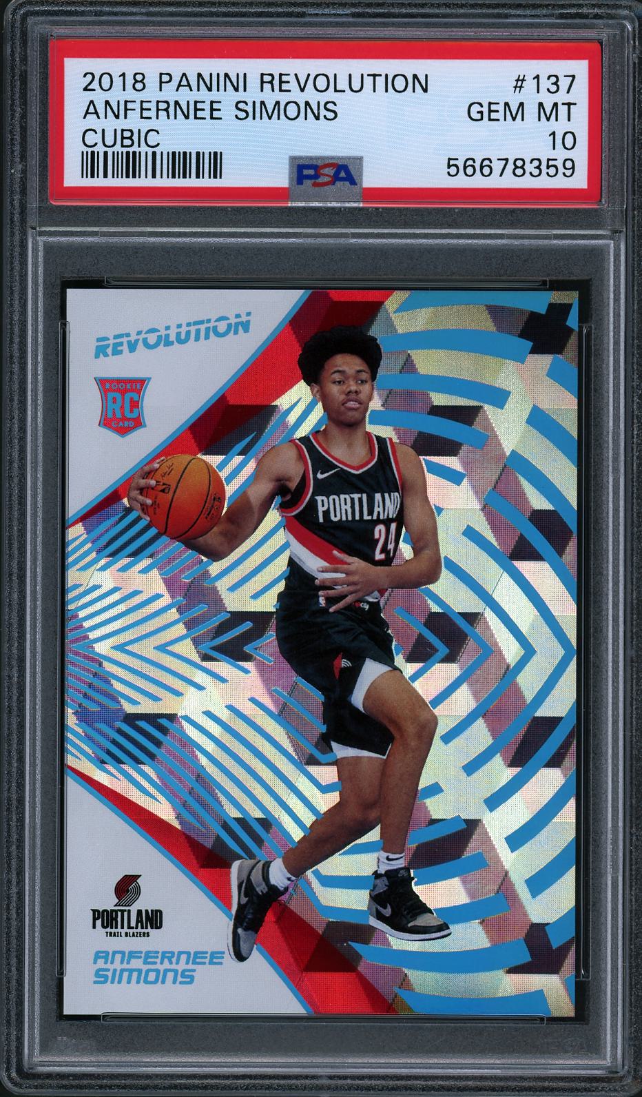 2018 Panini Revolution #137 Anfernee Simons Cubic /50 PSA 10