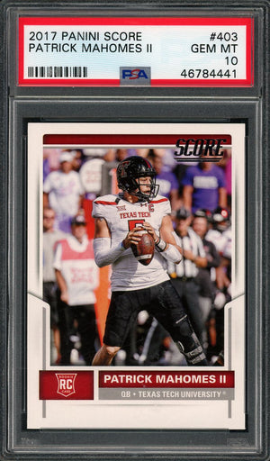 2017 Panini Score #403 Patrick Mahomes Ii PSA 10