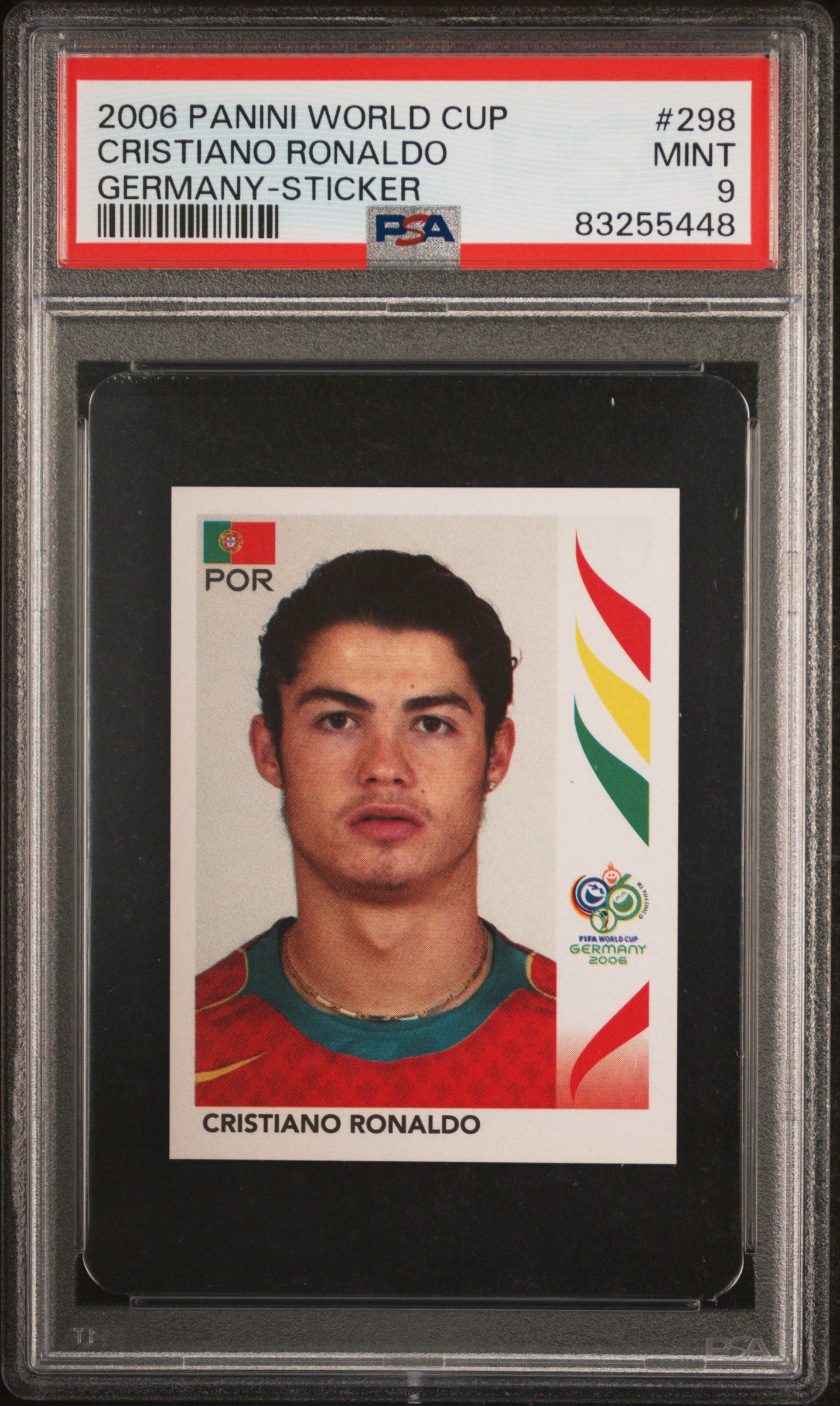 2006 Panini World Cup Germany Sticker #298 Cristiano Ronaldo PSA 9