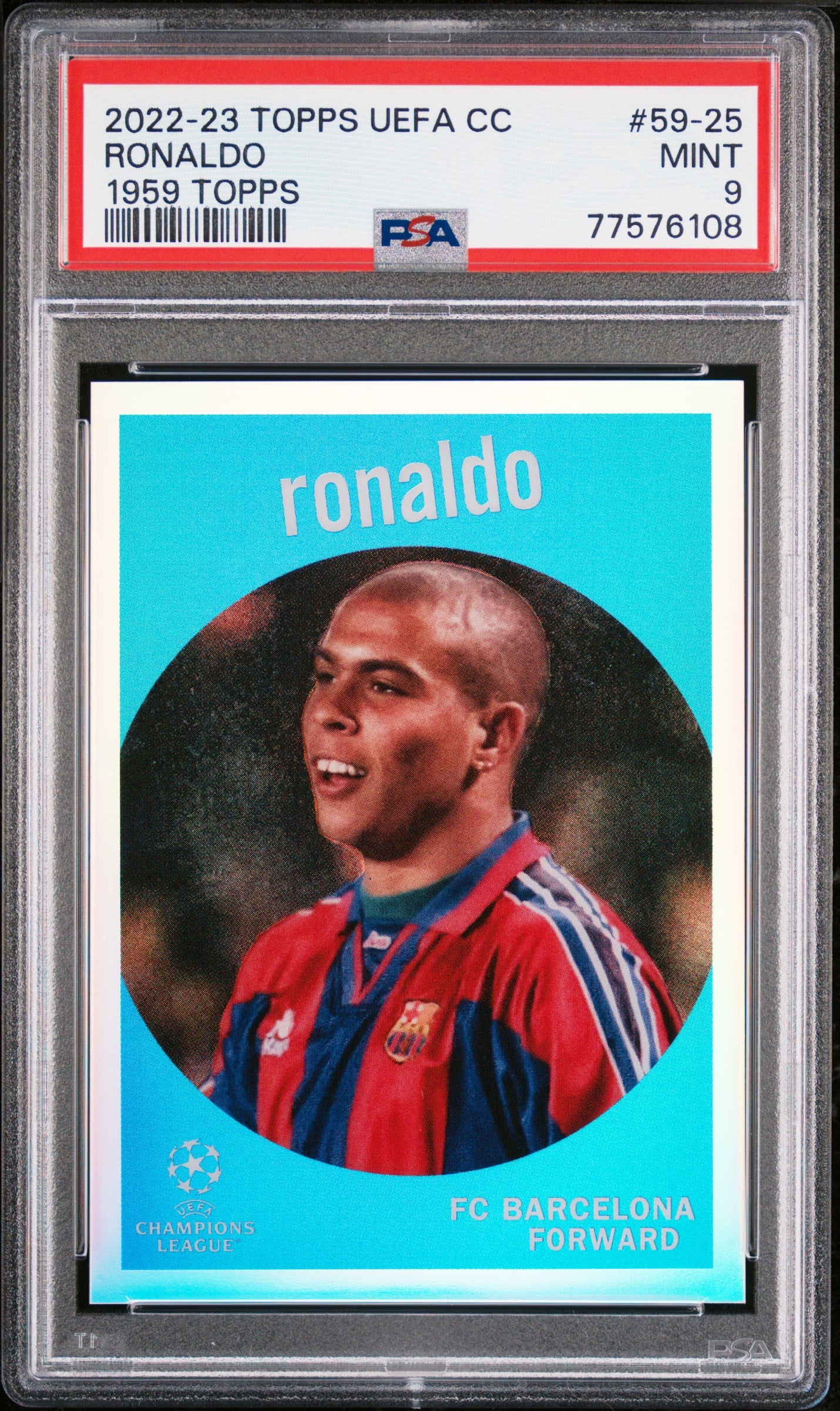 2022 Topps Uefa Club Competitions 1959 Topps #59-25 Ronaldo 1959 Topps PSA 9